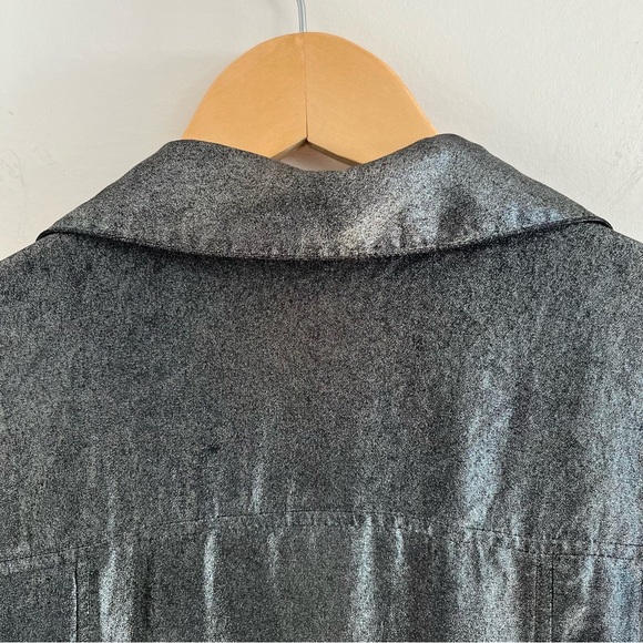 Cache Women’s Metallic LS Button Up Blouse Size Medium Sheer Y2K See Through - Picture 13 of 14